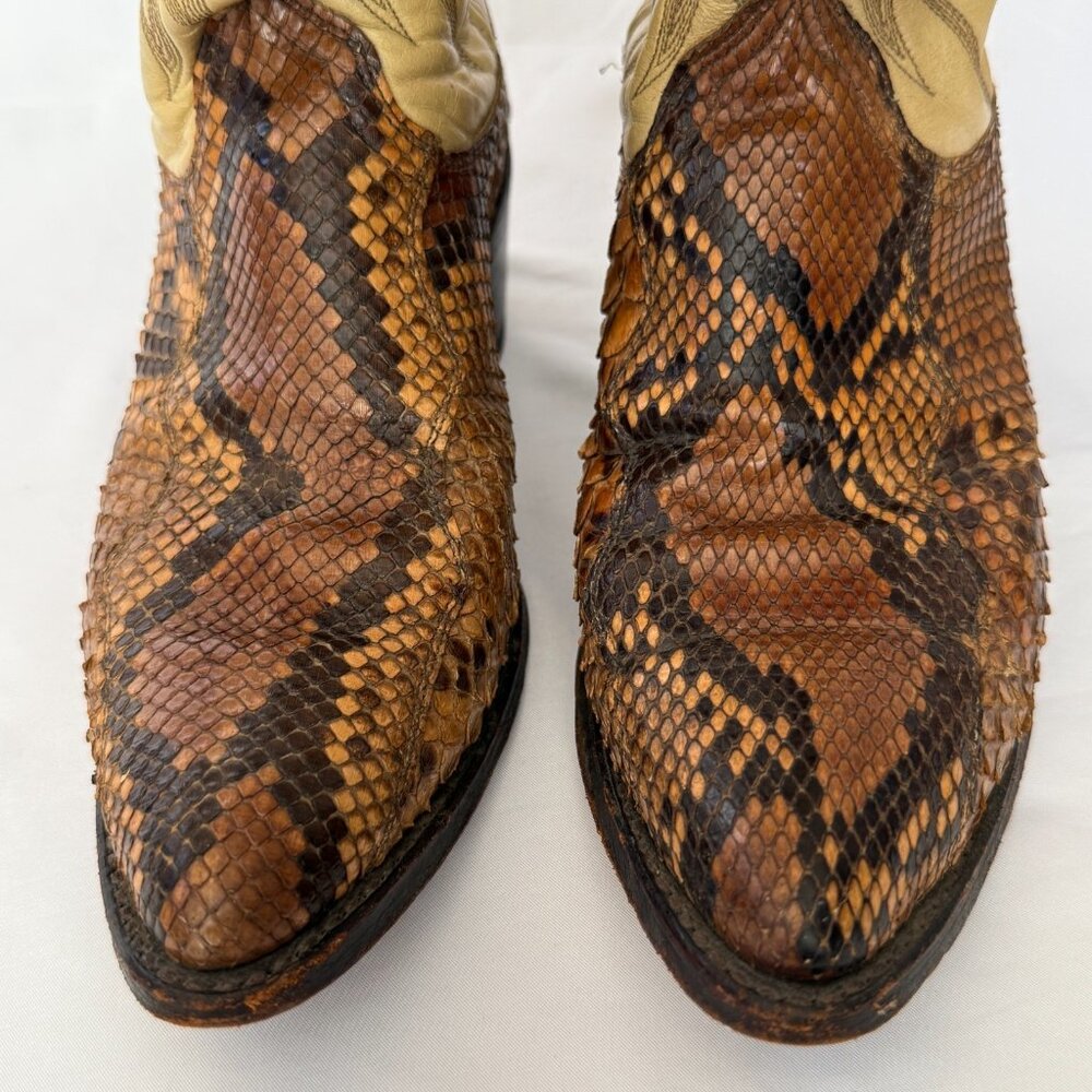 Vintage Dan Post Python Snakeskin Leather Cowboy … - image 6